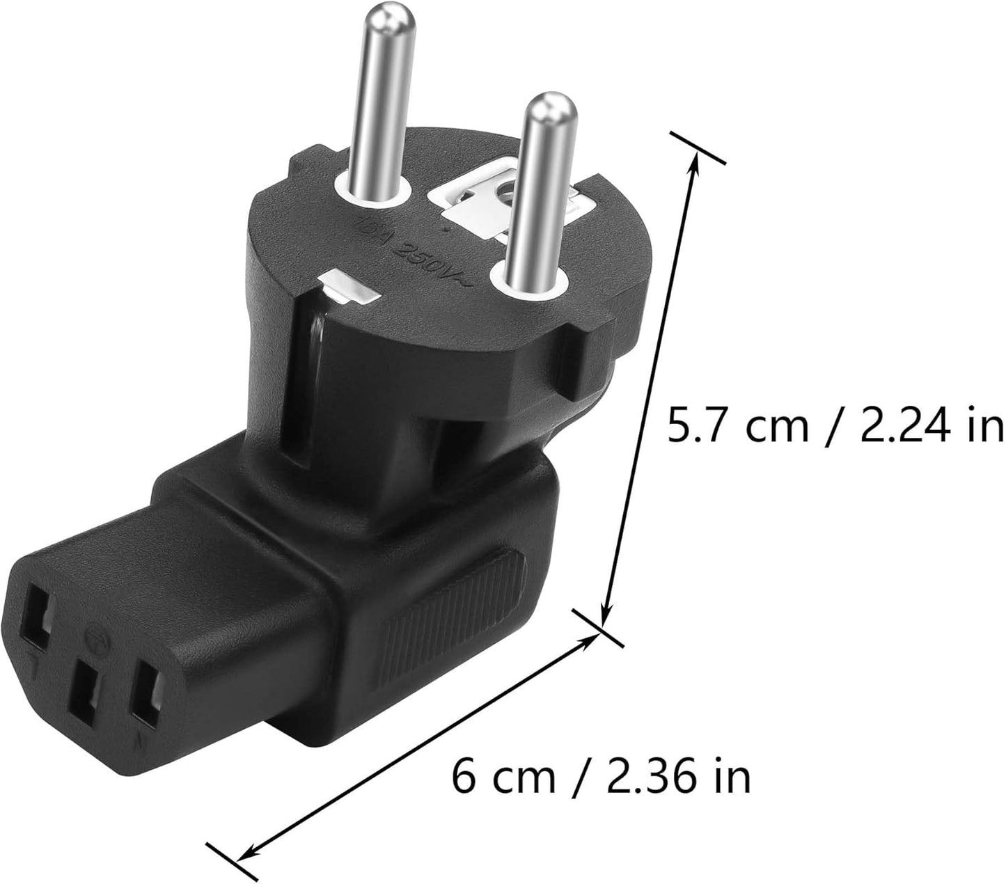 CERRXIAN 2 Pack Schuko to C13 Adapter, 2 Pin CEE 7/7 Male to IEC320 C13 Female Adapter, Suitable for C13 Cables (L)