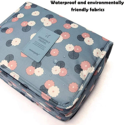 Hanging Travel Toiletry Bag, Foldable Cosmetic Organizer, Waterproof Wash Bag With Hook for Skincare, Makeup, Hygiene - Travel Organizer