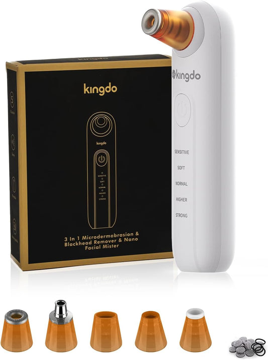 kingdo 2-in-1 Microdermabrasion Machine with 5 Diamond Tips & 5 Suction Modes for Facial Skin Care (Yellow-Brown)