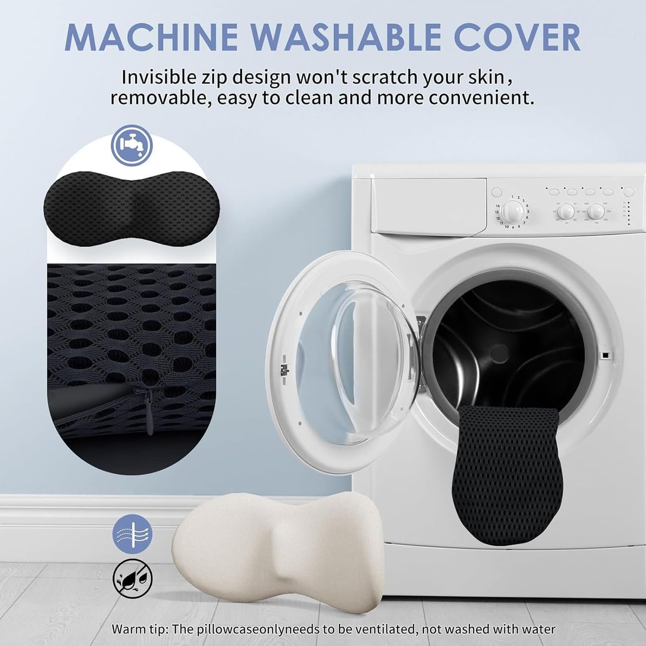 Lumbar Support Pillow for Lower Back Pain Relief – Ergonomic Streamline Memory Foam Cushion for Office Chair, Car Seat, Bed, and Sleeping – Ideal for Drivers and Office Workers (Black)