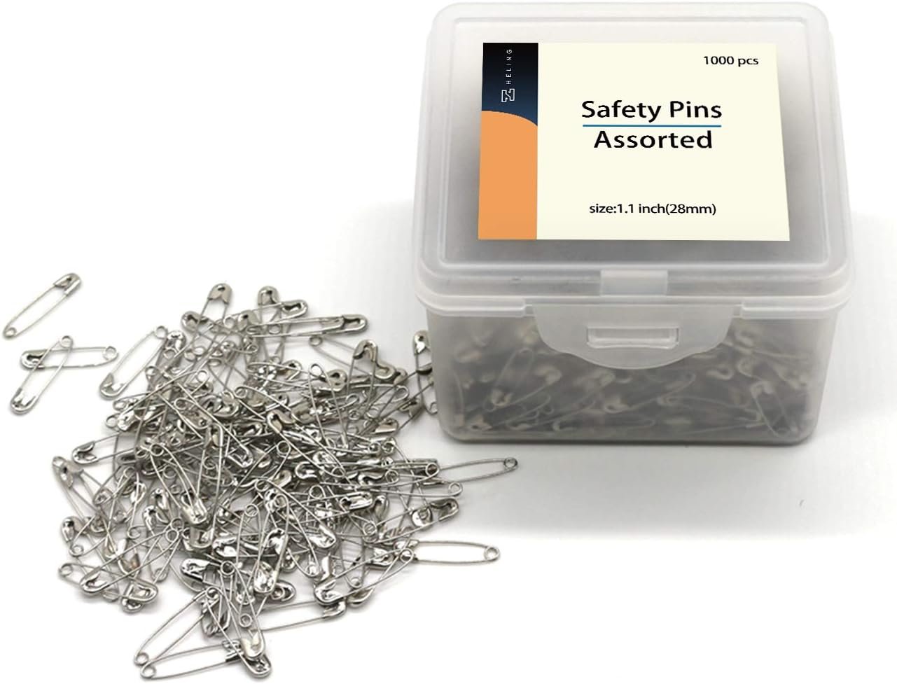 vrupin 1000Pieces -Safety Pins, 1.1 Inch Safety Pins Clothing Clips Tool 28mm Decorative Safety Pins Assorted, Sewing Accessories Kit.