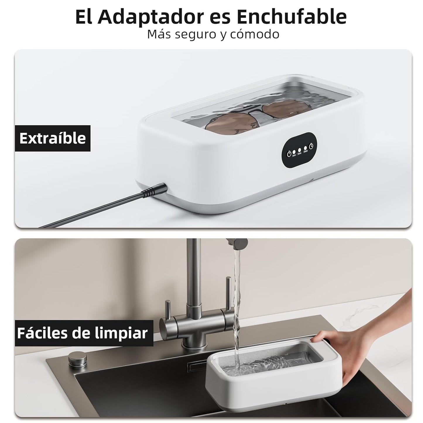 Olubfdh Ultrasonic Cleaner 640ml, 49000Hz Ultrasonic Washing Machine with 3 Time Modes, Ultrasonic Cleaning for Jewellery, Glasses, Watches, Rings, Necklaces, Dental/Dental Prostheses, Razors