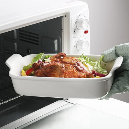 SWEEJAR Porcelain Bakeware Set for Cooking, 9.8 x 13 inch Ceramic Rectangular baking dish Lasagna Pans for Casserole Dish, Cake Dinner, Kitchen, Banquet and Daily Use (White)