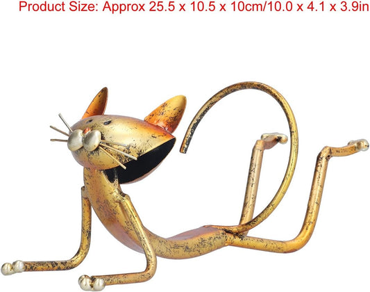 Cat Shape Wine Rack Elegant Metal Cat Statue Artwork Modern Animal Modeling Craft Wine Holder for Home Bar Kitchen Decoration Iron Material Colorful Design 25.5cm
