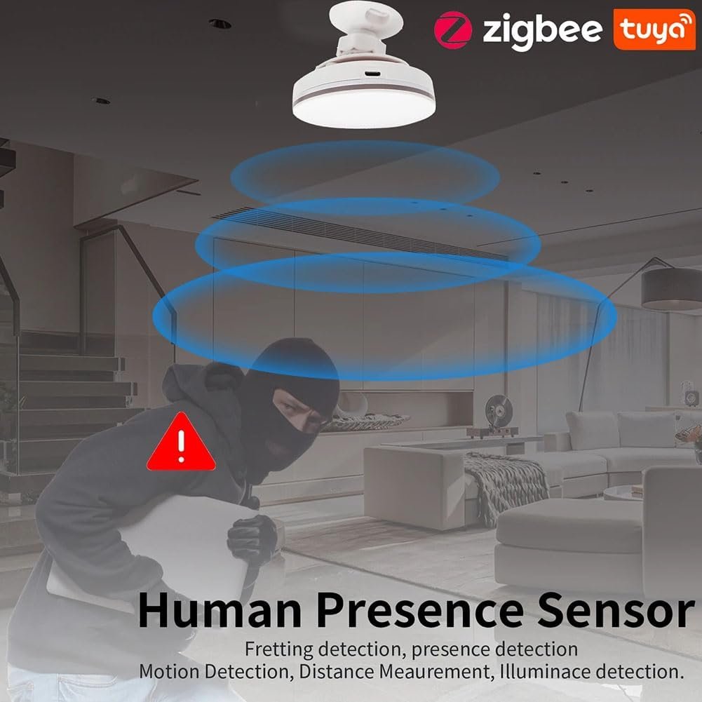 Lyntamy ZigBee 3.0 Human Presence Sensor 24G 5V MMwave Radar with Siren Alarm Motion Detection Smart Life Home Automation DIY Easy to Use