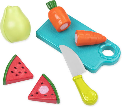 Battat – Farmers Market Basket – Toy Kitchen Accessories – Pretend Cutting Play Food Set for Toddlers 3 Years + (37-Pcs) (BT2534Z)