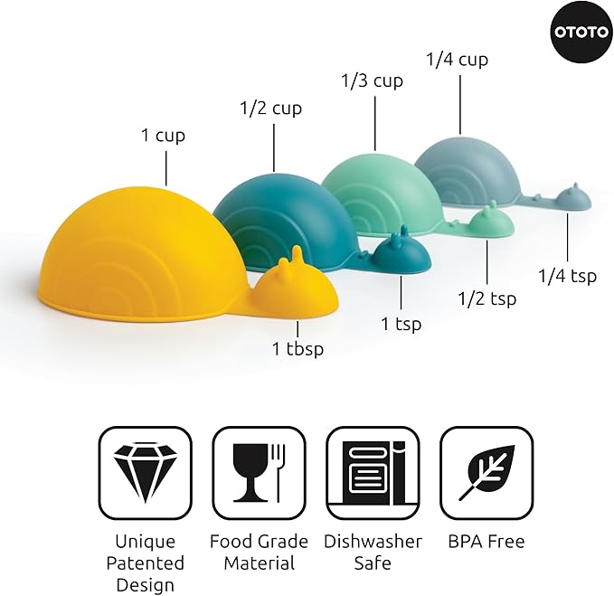 OTOTO Measuring Spoons Set - Teaspoons for Dry & Liquid Ingredients, BPA-free & Dishwasher Safe, Funny Gifts, Baking Accessories, Unique Kitchen Gadgets (Shelly)