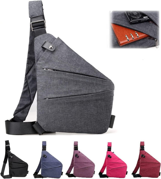 Valcen Personal Pocket Bag for Travel, Anti-Thief Crossbody Personal Pocket Bag for Men,Valcen Travel Bag,Side Crossbody Backpack for Outdoor ( Left Handed, Gray)