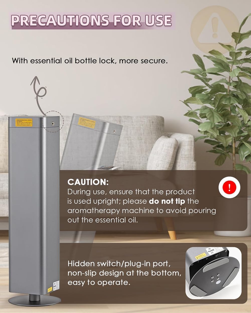 Scent Air Machine for Home, 1500ml Standing Floor Waterless Diffuser with Smart Control, 2000-3000sq.ft Coverage Cold Air Nebulizing Diffusion System for Living Room, Office