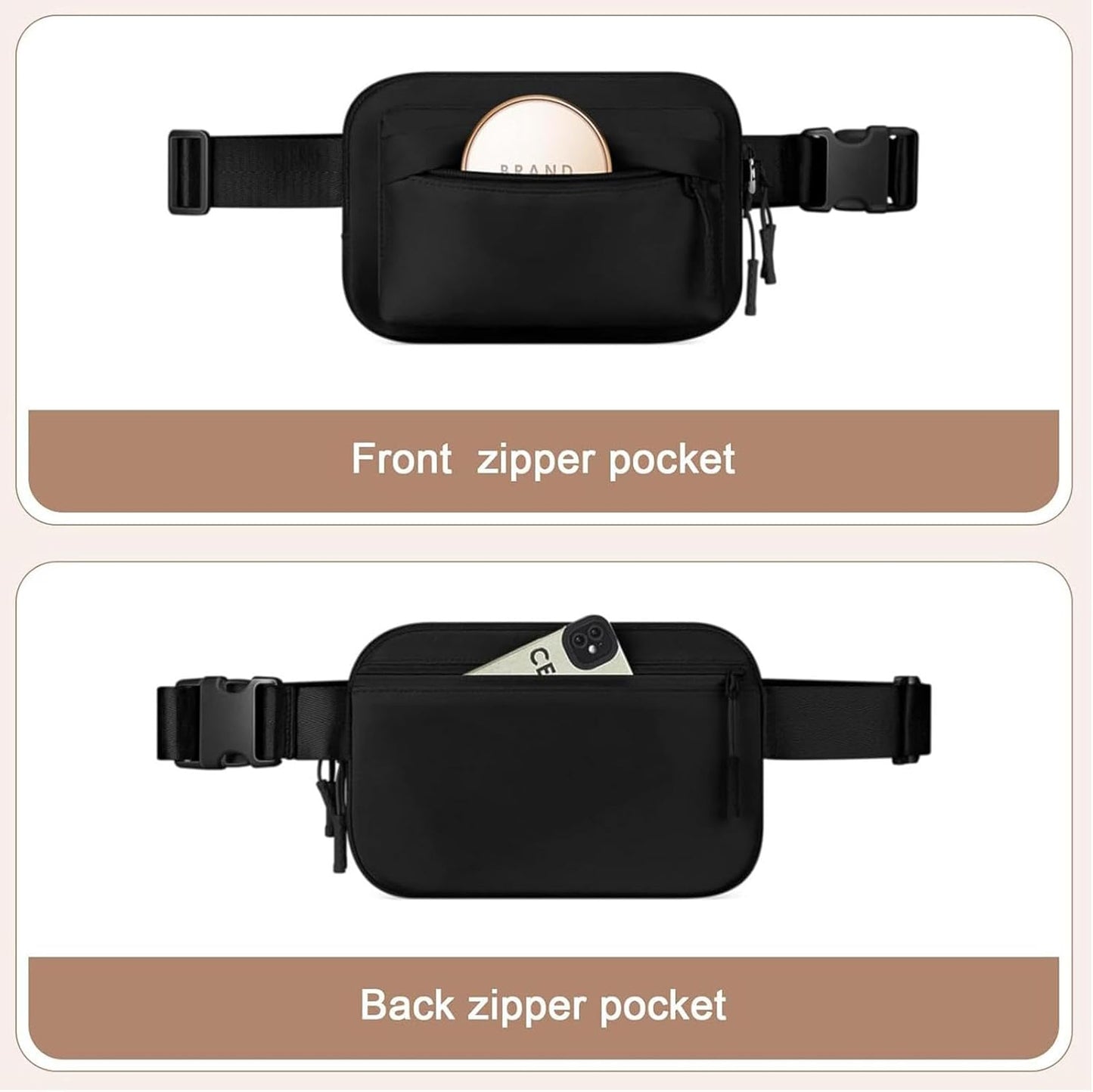 Running Waist Packs, Waterproof Waist Backpack, Running Fanny Pack, Waist Pack for Men, Waist Pack for Women, Workout Gear Accessories, Lightweight Running Pack, Adjustable Waist Bag, Black, Please