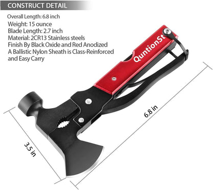 Camping Gear Multitool, Stocking Stuffers for Men, Christmas Mens Gifts for Dad Husband Boyfriend, 16 in 1 Camping Accessories Multitool Hatchet, Camping Tool with Axe,Hammer,Plier,Knife,Bottle Opener