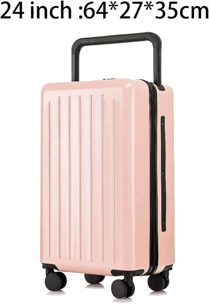 Suitcase 24 in Large Capacity Luggage Security Combination Lock Suitcase Wear-Resistant Luggage Carry-on Suitcase (Color : Pink, Size : 24Inch)