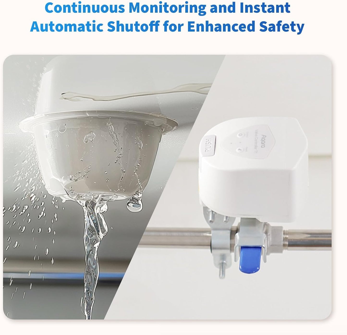 Aqara Smart Valve Controller T1,Matter Over Bridge,Requires Aqara Zigbee 3.0 Hub, Combined with Water Leak Detectors for Home, Supports App Remote Control Shutoff, Supports HomeKit, Alexa, Google