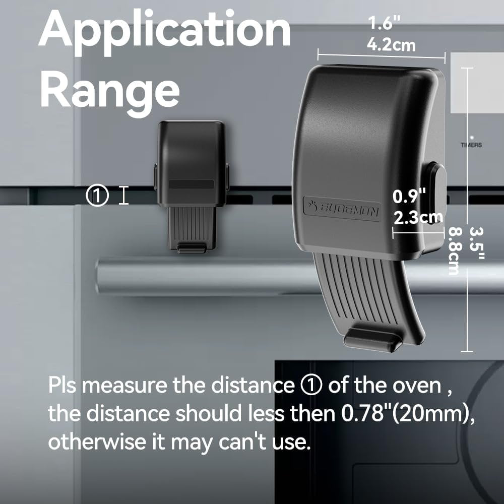 EUDEMON 1 Pack Updated Oven Front Lock,Childproof Oven Door Lock, Easy to Install & Use Durable and Heat-Resistant Material no Tools Need or Drill (Black)