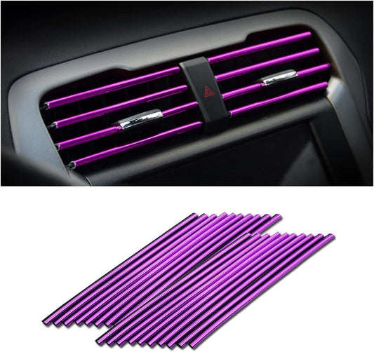 8sanlione Car Air Conditioner Decoration Strip for Vent Outlet, 20 Pieces Universal Waterproof Bendable Polyvinyl Chloride Trim Decoration, Suitable for Most Car - Interior Accessories (Purple)