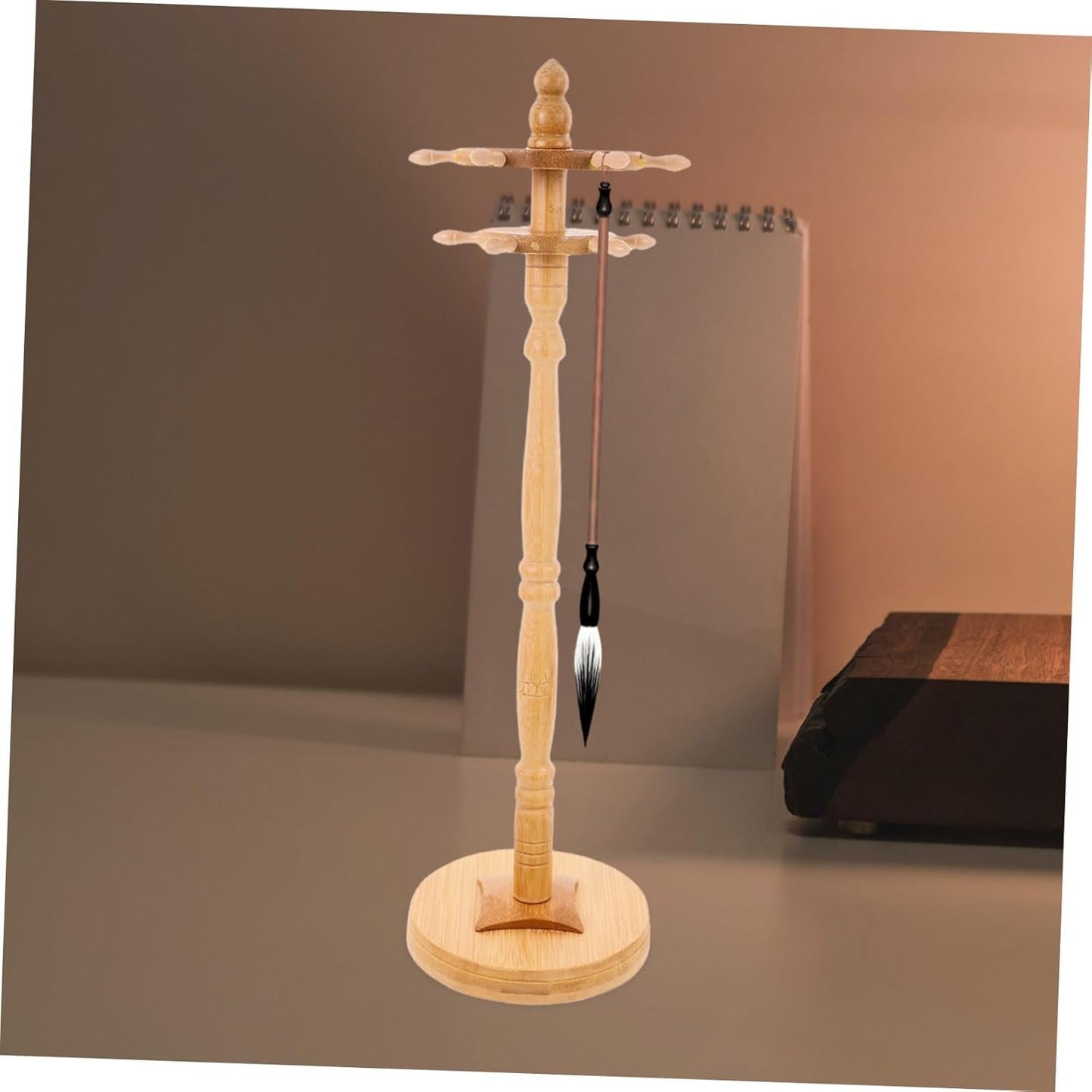 Angoily Elegant Brush Rack Wooden Pen Stand and Paint Brush Holder for Calligraphy Art Ample Storage Minimalist Design for Workspace Organization