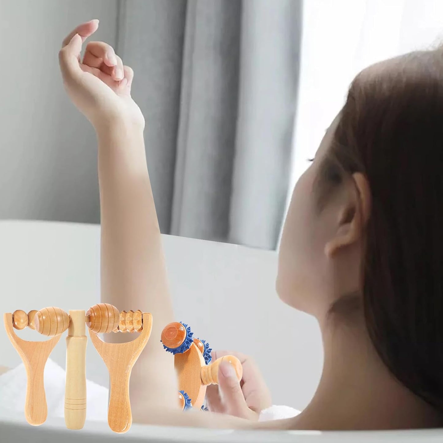 Wooden Massage, Yiyifor Set of 5 Maderotherapy Wooden Kit, Wooden Massage Set for Back, Legs, Muscle, Body, Aesthetic (Whole Body Massage)