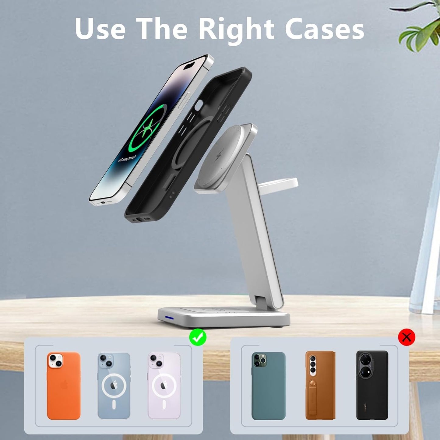 3 in 1 Magnetic Wireless Charger,Foldable Wireless Charging Station for Apple Watch Series 10/9/Ultra 2/8/7/SE/SE2/6/5/4,iPhone 16 Pro Max/16/15/14/13/Pro,AirPods 3/Pro/2 Mag Safe Charger Stand Dock