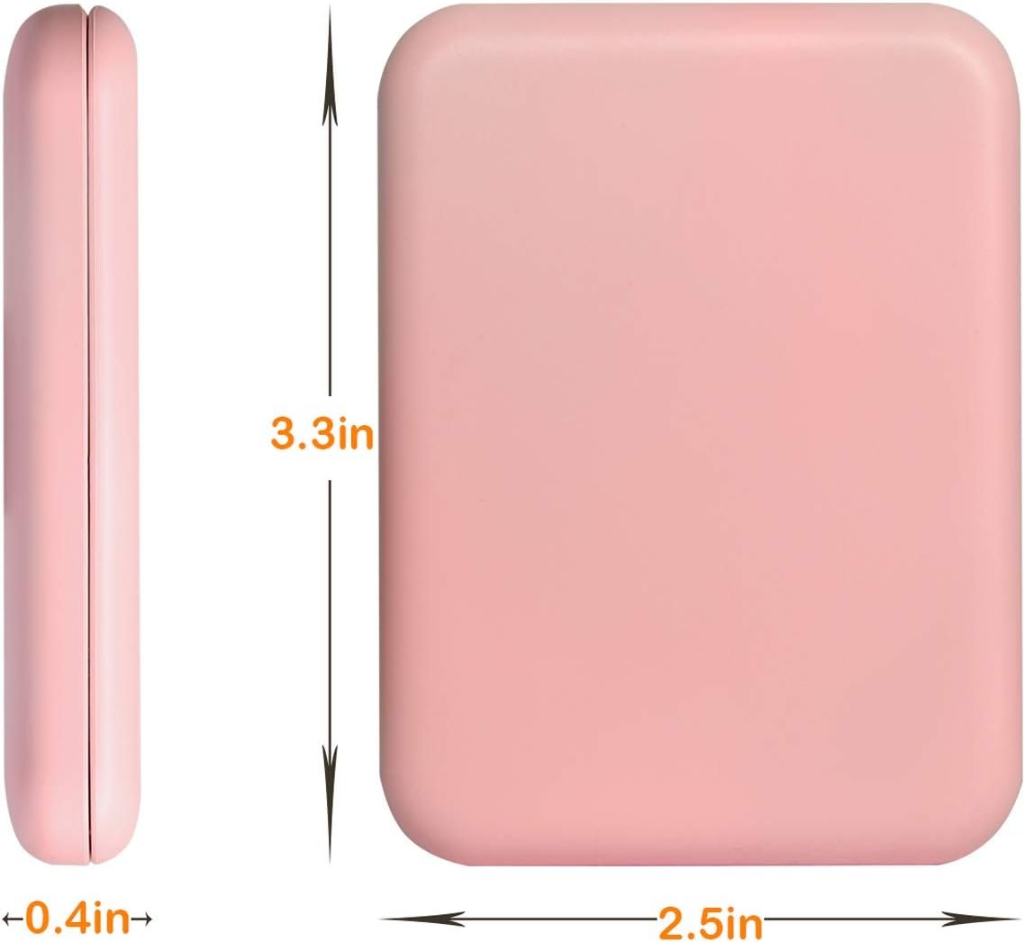Kintion Pocket Mirror, 1X/3X Magnification LED Compact Travel Makeup Mirror, Compact Mirror with Light, Purse Mirror, Folding, Handheld, Small Lighted Mirror for Gift, Pink