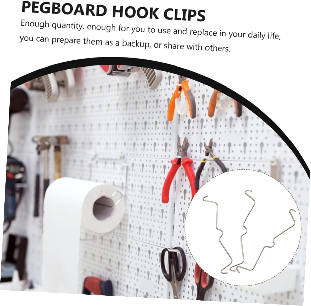 Luxshiny 50Pcs Stainless Steel Pegboard Hook Locks Accessories for Easy Assembly Secure Holding Peg Boards for Garage Workspace Organization