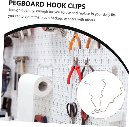 Luxshiny 50Pcs Stainless Steel Pegboard Hook Locks Accessories for Easy Assembly Secure Holding Peg Boards for Garage Workspace Organization