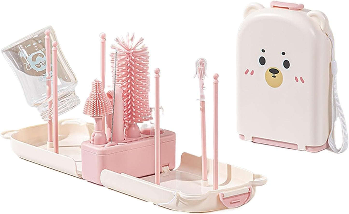 Bottle Cleaner Brush Set | Travel Nursing Bottle Brush Kit | Lightweight Cleaner Brush, Food Grade Brush Set for Nipple, Complementary Food Bowl, Compact Baby Bottle Cleaning Kit, Essential Brushes