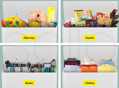 Levede Kids Toy Box Storage Chest Cabinet White Container Clothes Organiser Children Unit Bookshelf Trunk Shelf Bedroom Wooden (81cm x 40cm x 46.5cm (L x W x H), White)