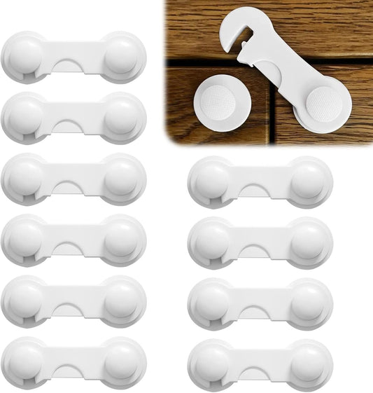 10Pcs Child Safety Locks for Kitchen Cupboards,Baby Proof Cupboard Cabinet Lock with Strong Removable Adhesive No Tools and Drilling Required,Baby Proofing Cabinet And Drawer Locks For Cabinets Doors,Pantry,Wardrobe