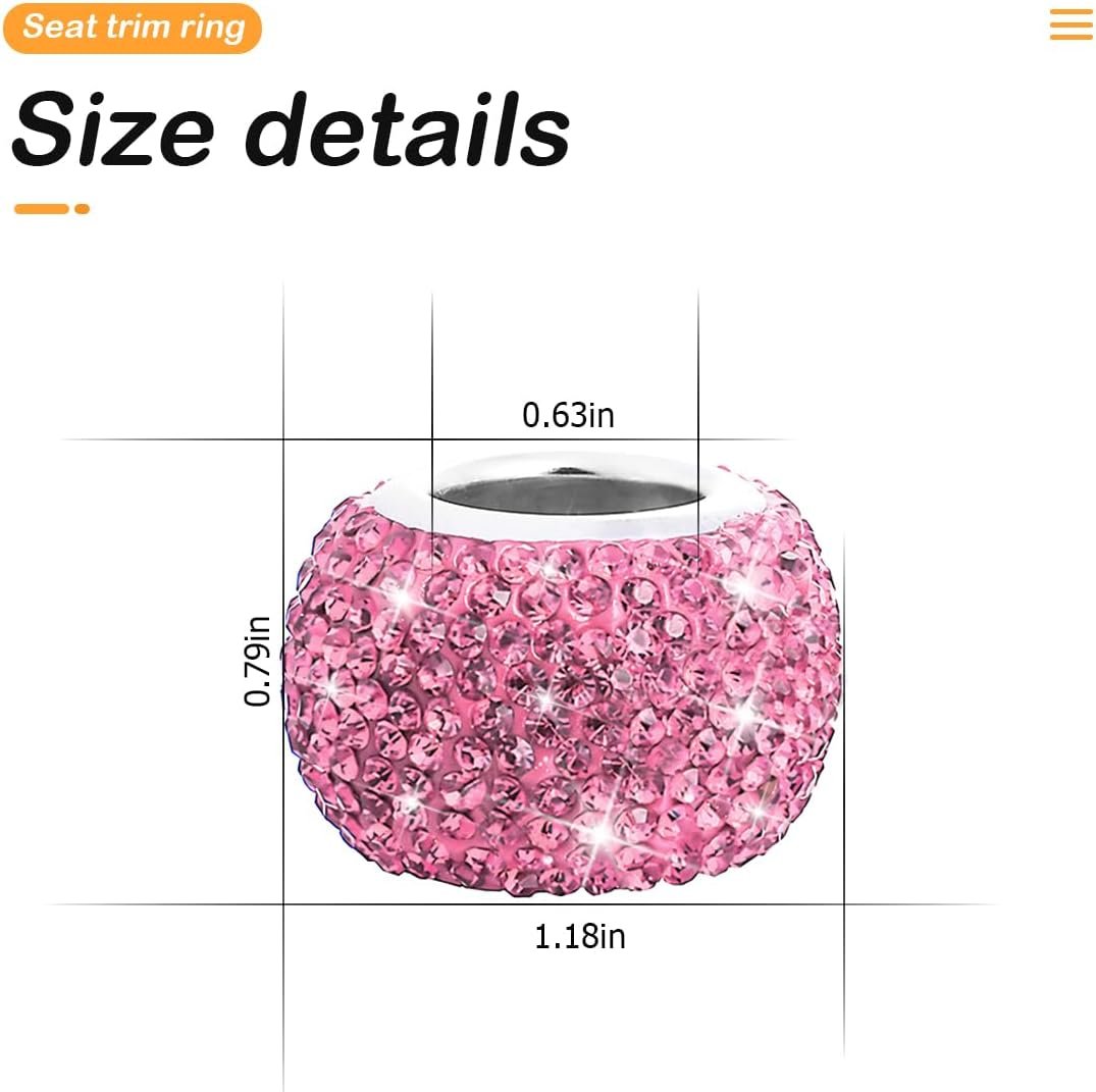TSUGAMI Car Bling Headrest Collars, 4 Pcs Car Head Rest Collars Rings Decoration, Rhinestone Crystal Diamond Interior Accessories for Auto Head Rest, Crystal Charms for Car SUV Truck (Pink)