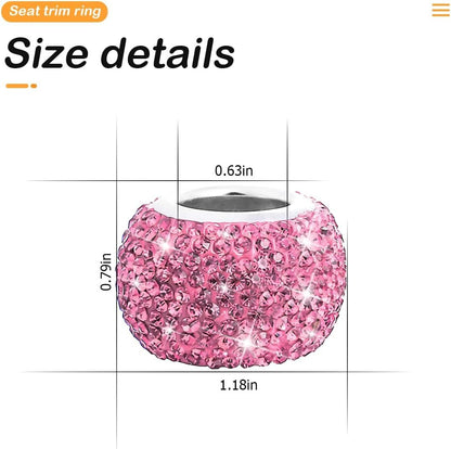 TSUGAMI Car Bling Headrest Collars, 4 Pcs Car Head Rest Collars Rings Decoration, Rhinestone Crystal Diamond Interior Accessories for Auto Head Rest, Crystal Charms for Car SUV Truck (Pink)