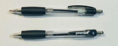 Premier Stationery Retractable Ballpoint Pen, Medium Point, Ergonomic Grip, Black Ink, Pack of 12- Ideal for Office Supplies and Everyday Use. Ball Point Pen for Back to School or Office
