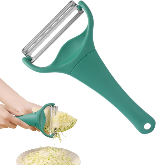 Cabbage Peeler Pro with 2 Blades, Julienne and Shaving Stainless Steel Vegetable Slicer for Cabbage, Heavy-Duty Dark Green Peeler for Slaw, Salads, and Bulk Meal Prep