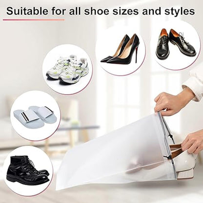 Syylibb 20-Pack Shoe Bags for Travel, 11.8" x 15.7" Waterproof Travel Shoe Bags for Packing,Large Travel Bag for Shoes, Storage Bags Travel Essentials Men for and Women (20) (20-Pack White)
