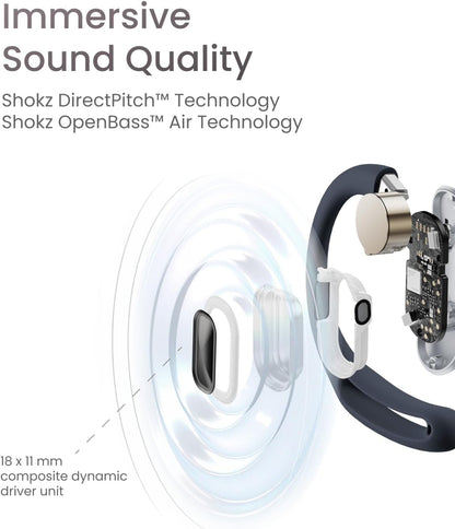 SHOKZ OpenFit Air - Open-Ear Headphones, True Wireless Earbuds, Water Resistant, Comfortable, Secure Earhooks for Daily Use, Built-in Smart Microphone, Shokz App-Black