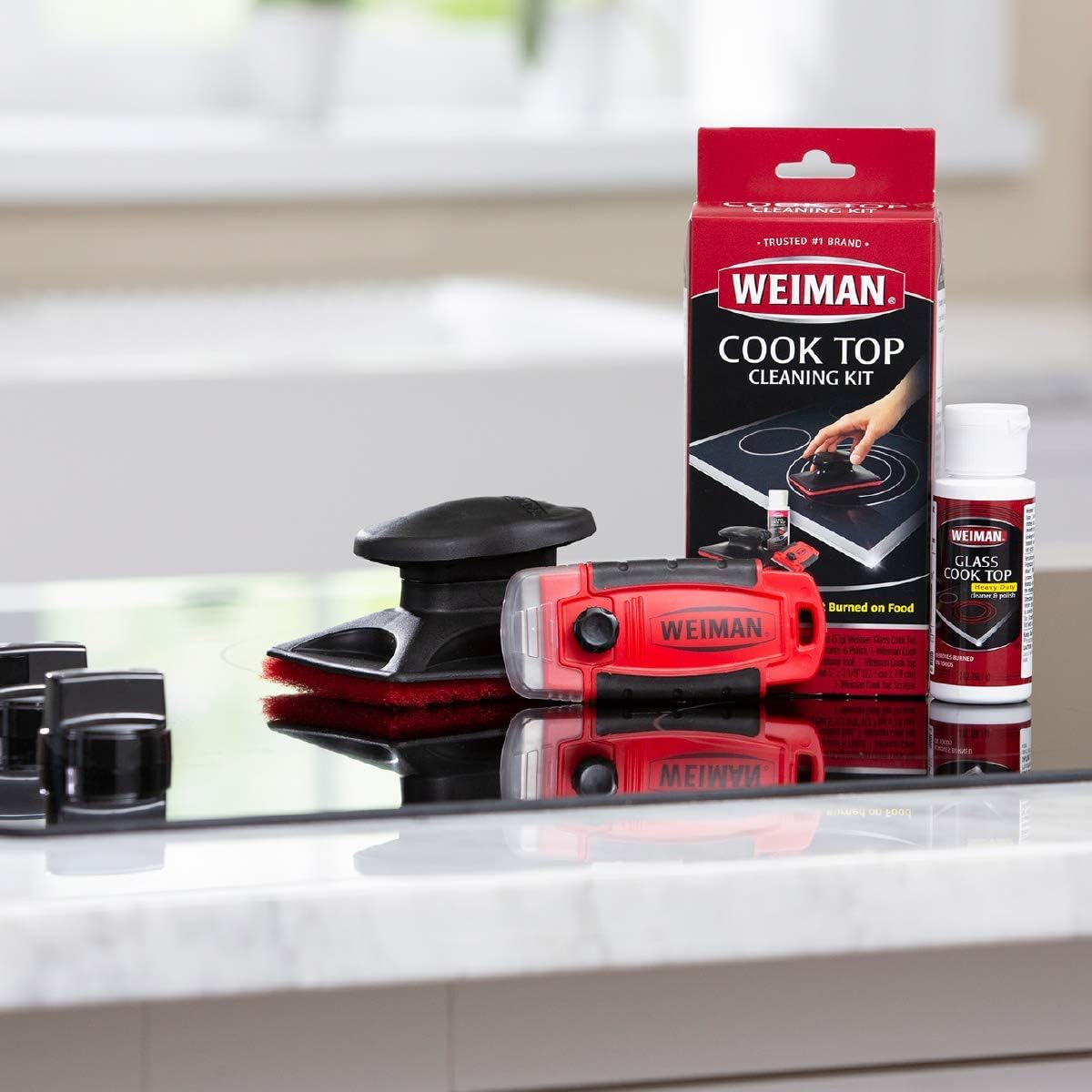 Weiman Complete Cook Top Cleaning Kit - Cook Top Cleaner and Polish 2 oz, Scrubbing Pad, Cleaning Tool, Cook Top Razor Scraper
