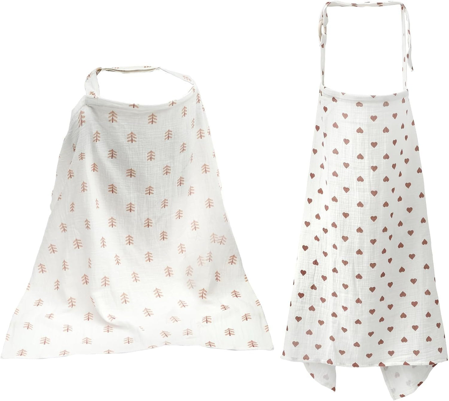 2Pcs Breastfeeding Cover Soft Breathable Cotton Baby Nursing Cover Adjustable Privacy Nursing Apron with Arch Neckline for Mum Home Travel