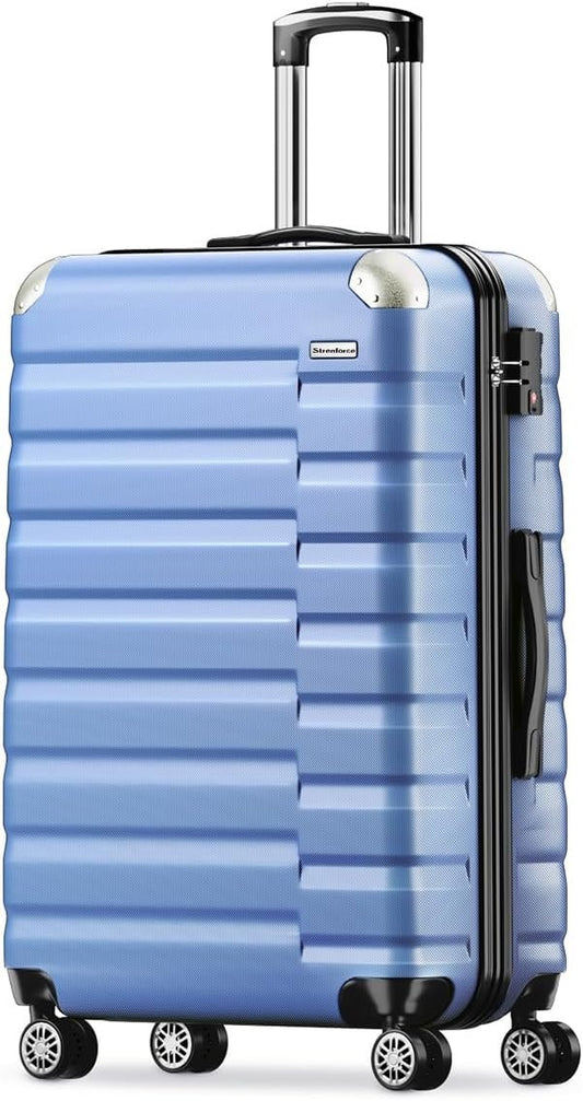Strenforce Carry-On Luggage with 8 Spinner Wheels Travel Suitcase TSA Lock 20inch,Light Blue