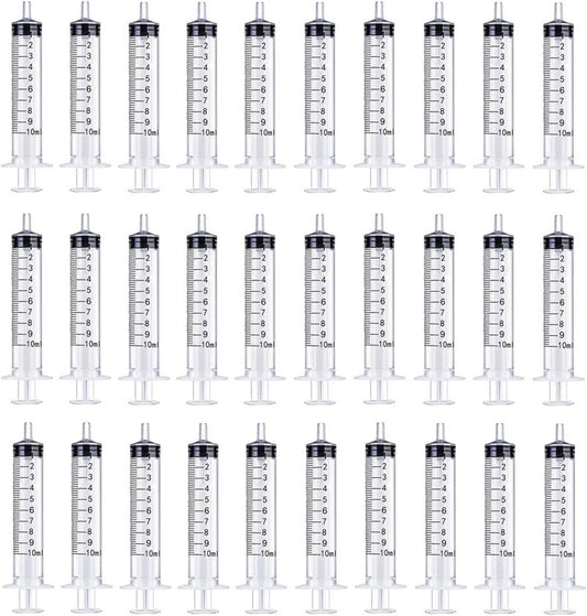 30 Pcs 10ml Plastic Syringe with Measurement, Without Needle, Suitable for Feeding Pets Watering Refilling(10ml,30pcs)