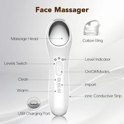 DOCOCO Facial Massager, Rechargeable Face Lift Device, Home Skin Care Tools with Microcurrent, Vibration, Hot Compress, Clean Pores, Moisturize and Firm Skin, Reduce Wrinkle, Fine Lines