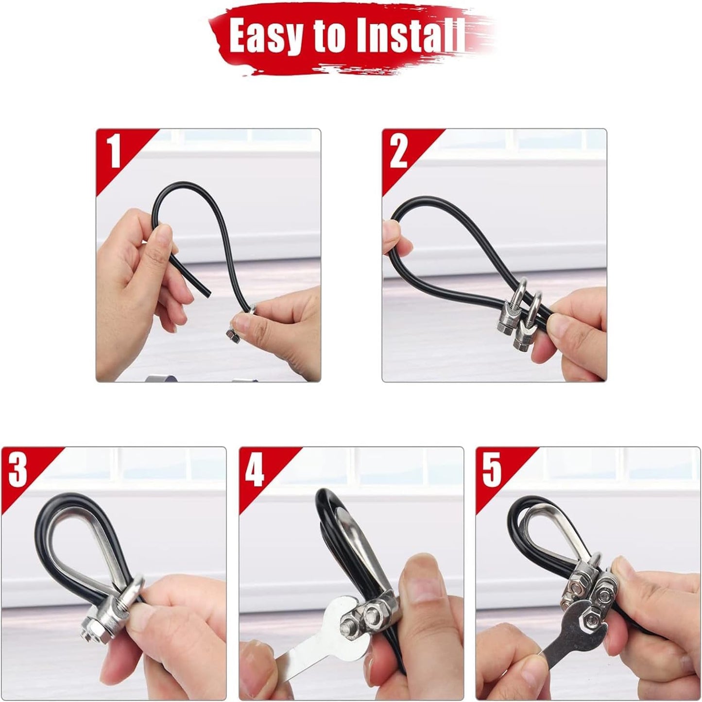 MEZOKUCEL Fitness Pulley Cable, Adjustable Home Gym Cable Pulley System，Replacement Fitness Cable for Pulley Machine Accessories, Thick 5mm Heavy Duty Pulley Cable for Home Gym