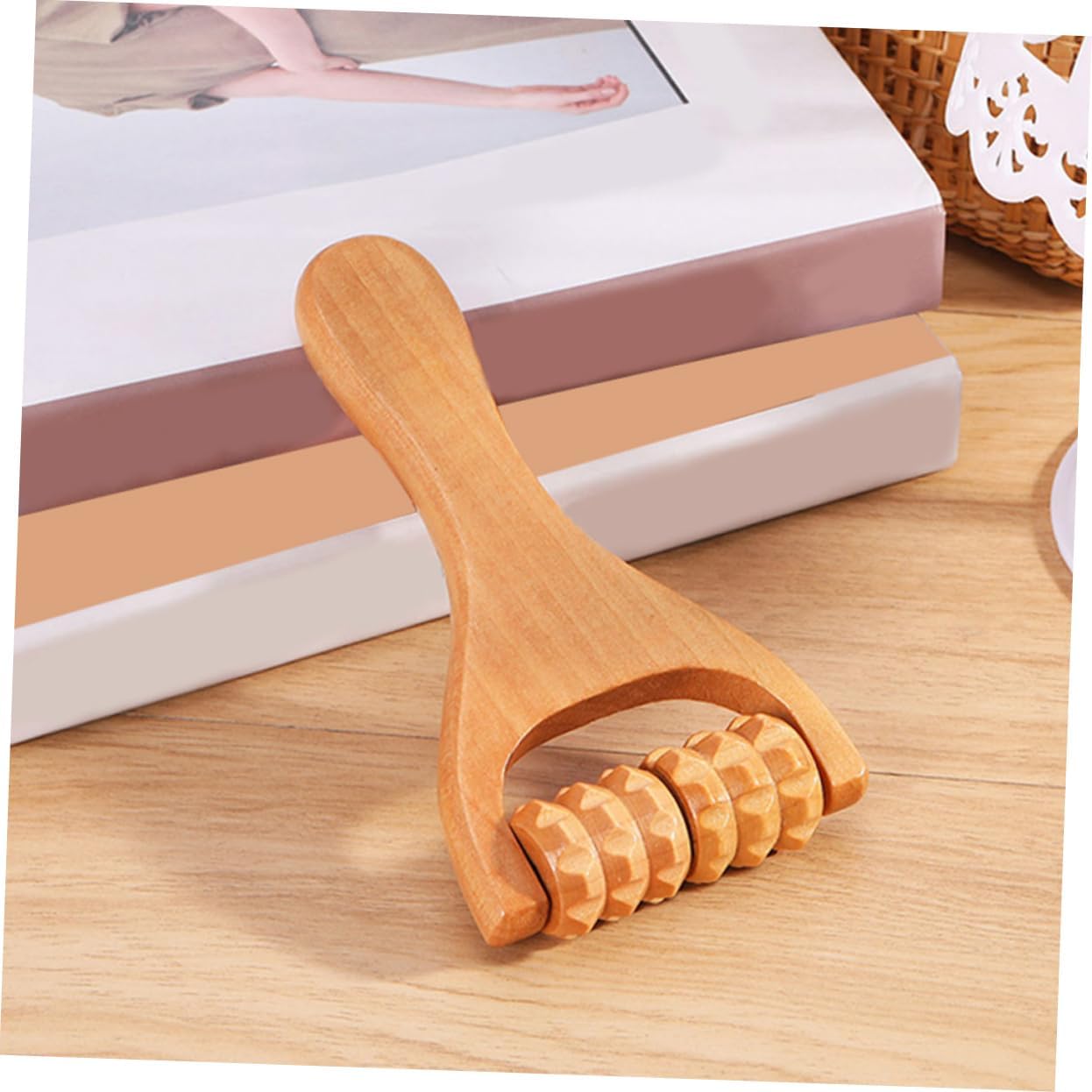 WRITWAA 1 Set Strumento A Rulli Massaggi Attrezzo Massaggiatore A Per Piedi Massaggiatore Cervicale Strumento Di Massaggio Manuale Strumenti Di Massaggio Corporeo Di Legno 2 Pezzi