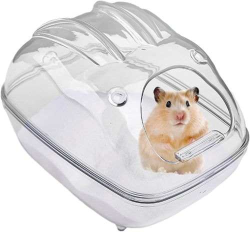 Fravsiu Hamster Sand Bath Container, Gerbil Bathroom Box, Clear Chinchilla Bathtub, Spacious Small Animal Bathing Station for Small Pets Grooming And Hygiene, Transparent,