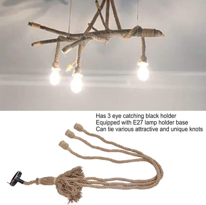 Vintage Hemp Rope Pendant Light Fixture Retro Hemp Rope Hanging Light Vintage Ceiling Light Lamp Retro Style for Dining Hall Restaurant Bar Lighting