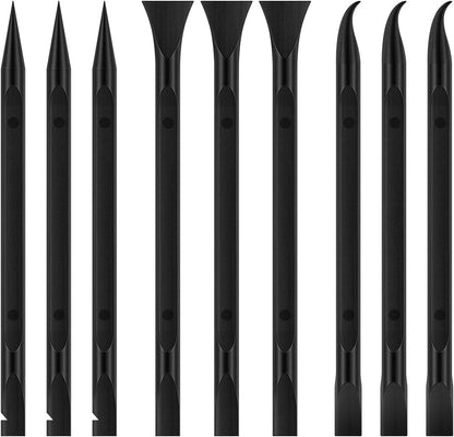 9 Pieces Plastic Scraper Tool for Tight Spaces, Non-Scratch Kitchen Scraper Cleaning Pen, Perfect for Remove Stickers, Labels, Oil Stains, Food, Dirt (Black)