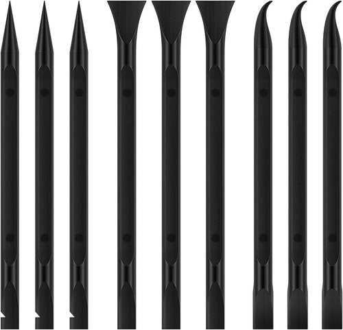 9 Pieces Plastic Scraper Tool for Tight Spaces, Non-Scratch Kitchen Scraper Cleaning Pen, Perfect for Remove Stickers, Labels, Oil Stains, Food, Dirt (Black)