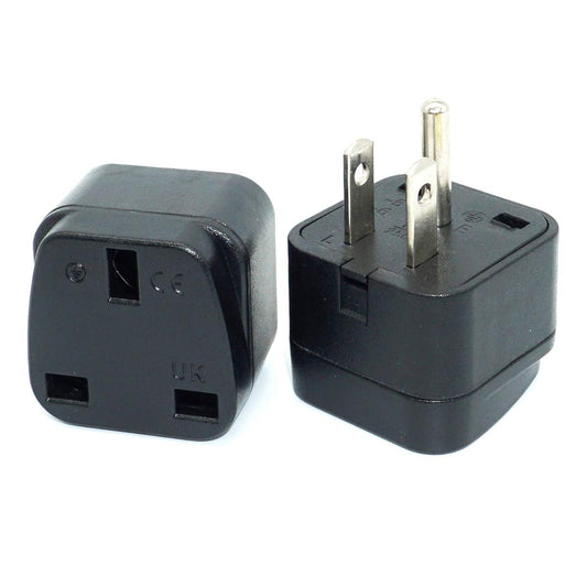 UK/KSA/UAE/Singapore to US/Canada Plug Adaptor, 3-pin UK Plug Convert to 3-pin United State/Canada Socket with Safety Shutter (1 Piece)