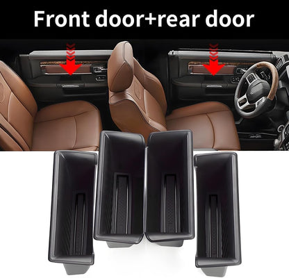 LUNQIN Car Door Side Storage Tray for Dodge RAM 1500 2019 2020 2021 2022 2023 2024 2025 RAM1500 Truck Pickup Auto Interior Accessories Front Armrest Insert Organizer Box Bag Vehicle Accessory