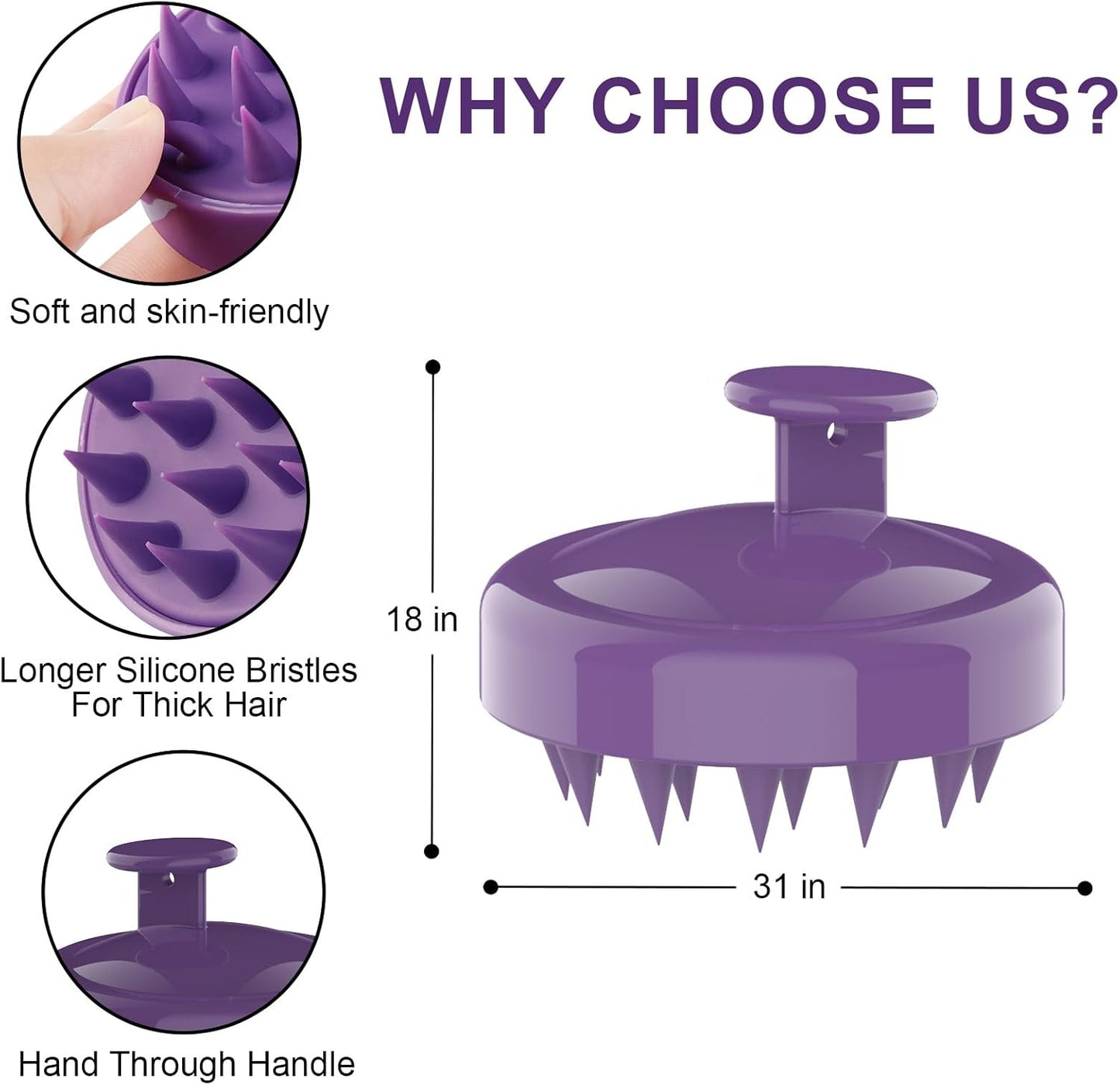 Gezimetie Root Comb 3 Pcs Scalp Massage Brush Applicator Bottle Hair Coloring Scalp Treatment Tools (Purple)