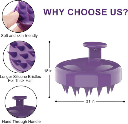 Gezimetie Root Comb 3 Pcs Scalp Massage Brush Applicator Bottle Hair Coloring Scalp Treatment Tools (Purple)