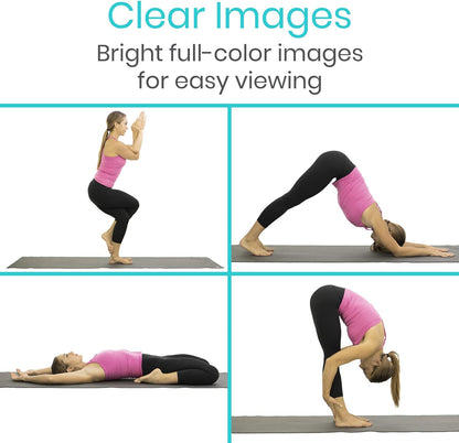 Vive Yoga Poster - Poses for Beginners and Experts - Mat Exercise Home Gym Workout Accessories Set- Double Sided Laminated Flow Chart Accessory - Instructional Guided Routine - for Women, Men